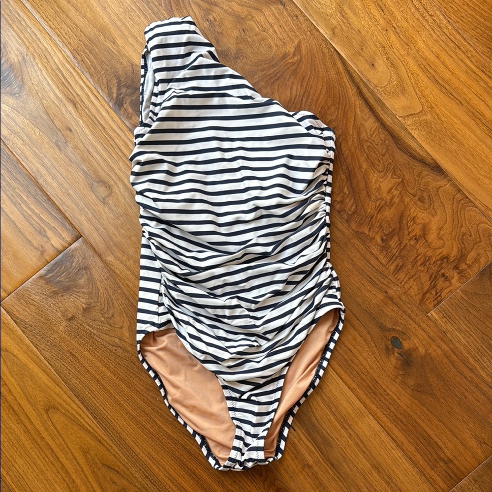 Striped One-Shoulder Kids One Piece